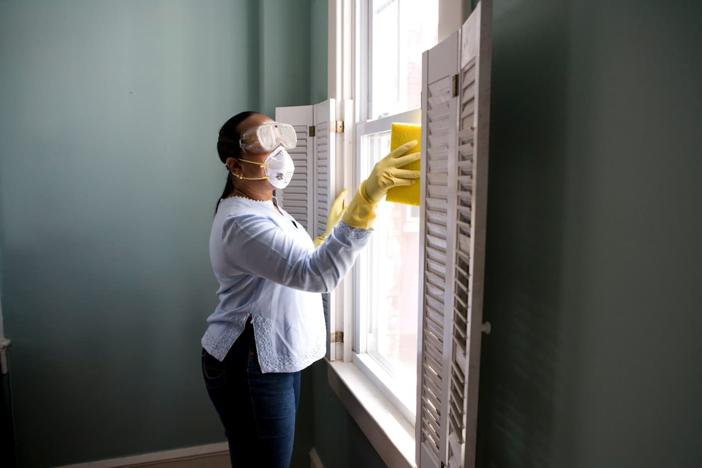 Squeegee leaving a streak-free finish on a clean window