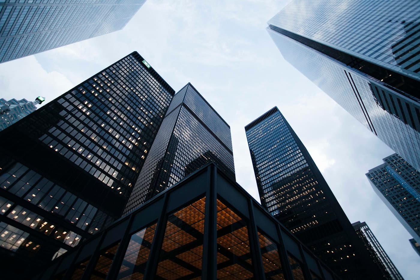 Bright commercial office building with clean floor-to-ceiling windows